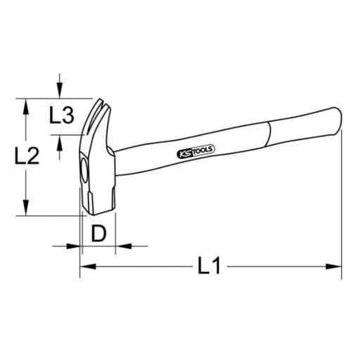 Marteau bourgeois t&ecirc;te diam&egrave;tre 24.5 mm - avec manche fr&ecirc;ne galb&eacute; KS TOOLS 140.3030 photo du produit Secondaire 2 L