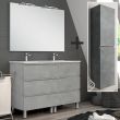 Ensemble meuble de salle de bain 120cm double vasque + colonne de rangement PALMA ciment (gris) - COSYNEO - ING3CPALMA120COLCIM pas cher