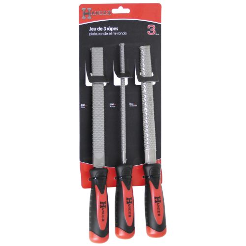 Set de 3 râpes à bois emmanchées grosses piqures 200 mm - HANGER - 110391 pas cher Secondaire 1 L