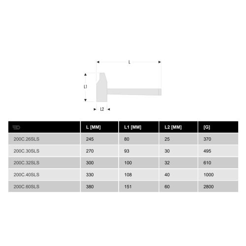 Marteau de mécanicien rivoir manche graphite  - FACOM - 200C.26SLS pas cher Secondaire 1 L