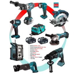 Pack de 8 outils Makita 18 V (DSS610/DML185/DGA452/DHR182/DJR186/DMR107/DTD152/DHP458) 3x4 Ah photo du produit Principale M