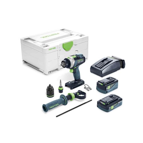 Perceuse-visseuse à percussion 18V QUADRIVE TPC 18/4 5,0/4,0 I-Plus + 2 batteries 4Ah / 5Ah + chargeur + coffret SYSTAINER SYS 3 - FESTOOL - 577651 pas cher