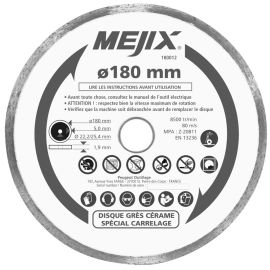 Disque grès cérame Mejix D180 mm avec bague de réduction 25,4/22,2 mm - 180012 pas cher Principale M