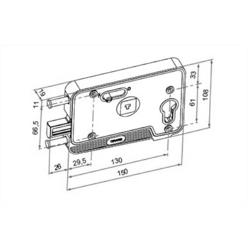 Serrure en applique r&eacute;versible garage 301 p&ecirc;ne levant gris - TIRARD - EA571301 pas cher Secondaire 1 L