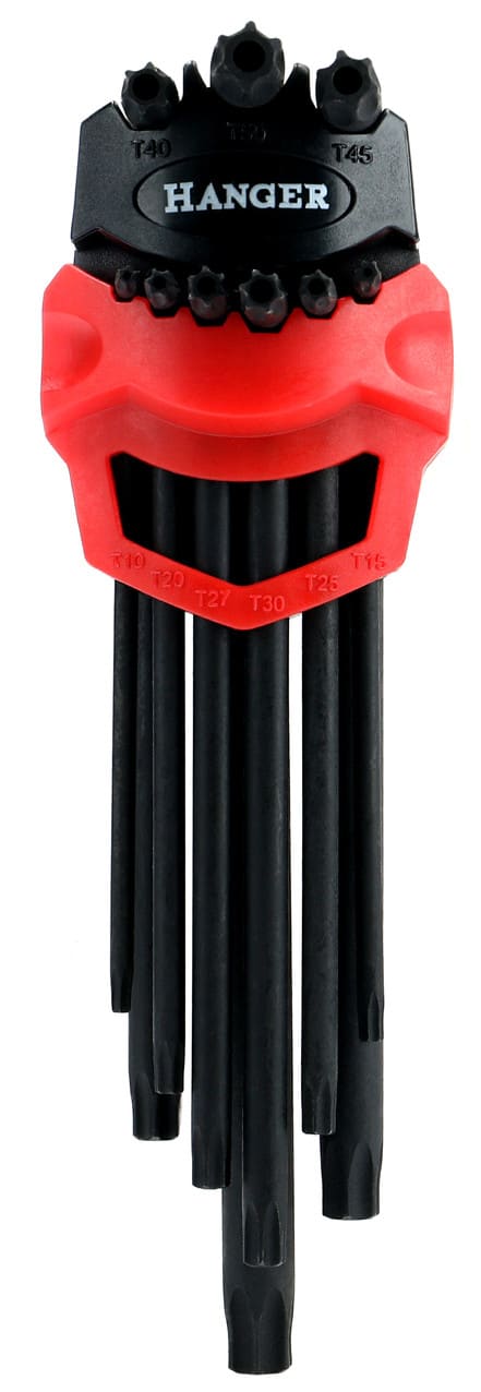 Jeu de 9 clés mâles étoile percée noires HANGER 250117