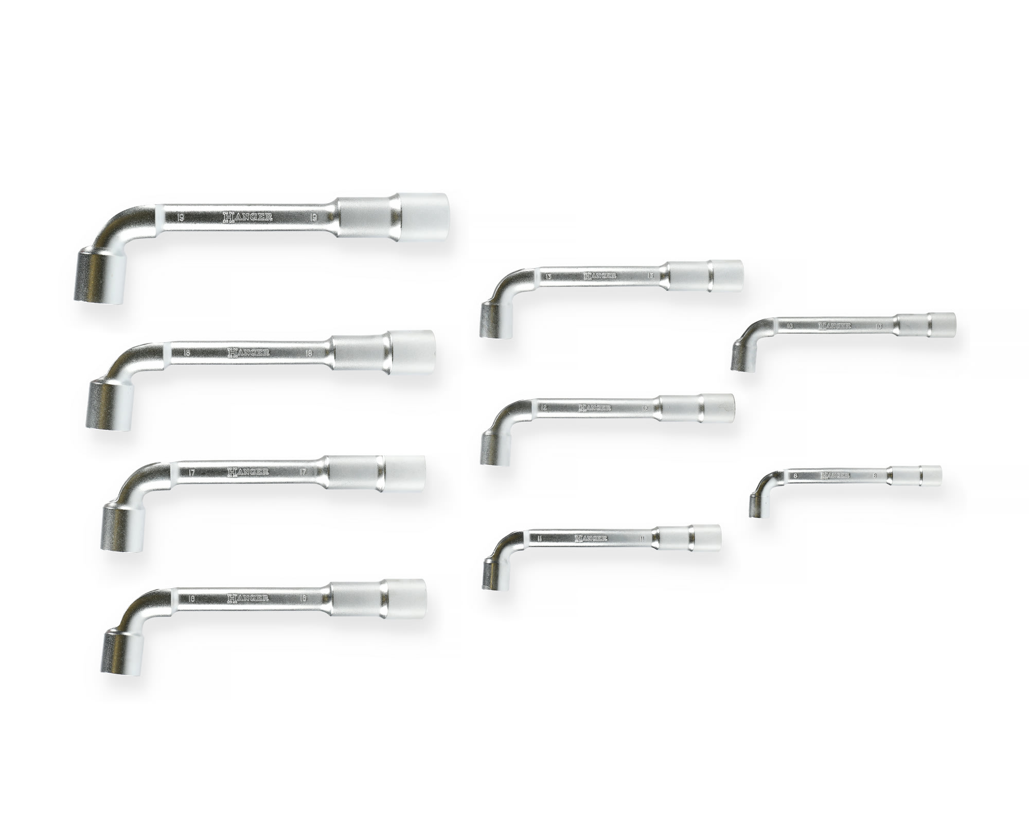 Jeu de 9 clés à pipe débouchées 6 x 12 pans de 8 à 19 mm HANGER 213090 – Image 8