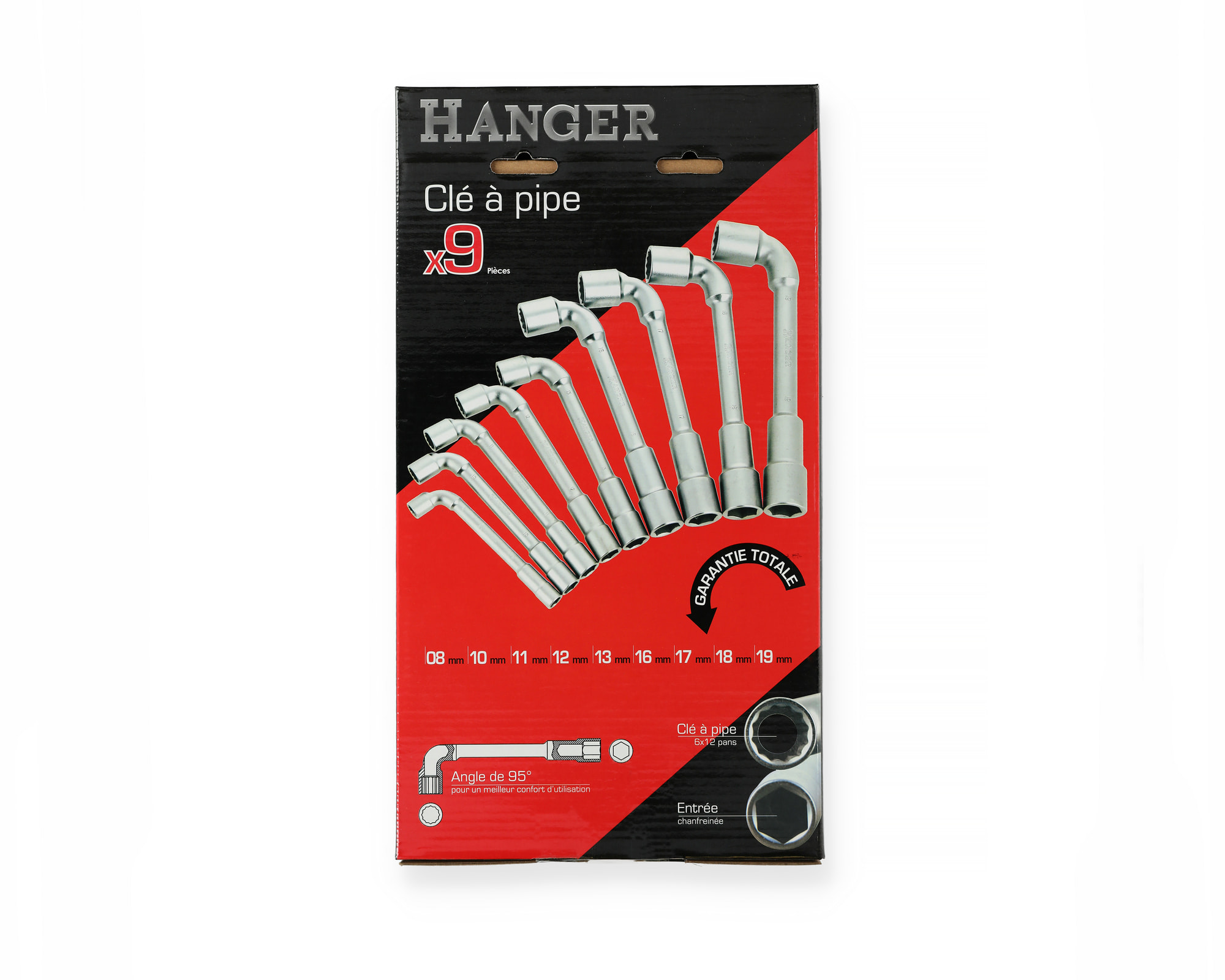 Jeu de 9 clés à pipe débouchées 6 x 12 pans de 8 à 19 mm HANGER 213090 – Image 11