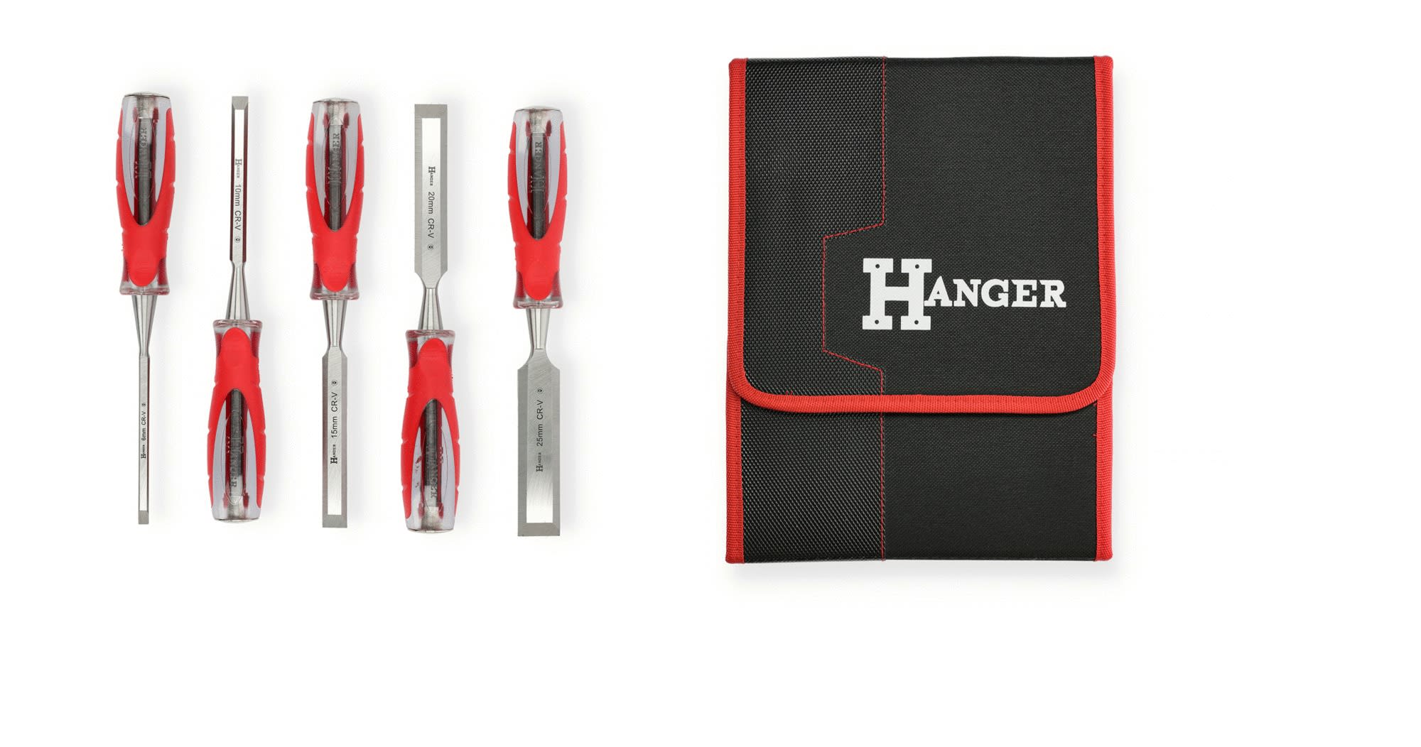 Set de 5 ciseaux à bois XPRO à frapper 6 - 10 - 15 - 20 - 25 mm HANGER 110591