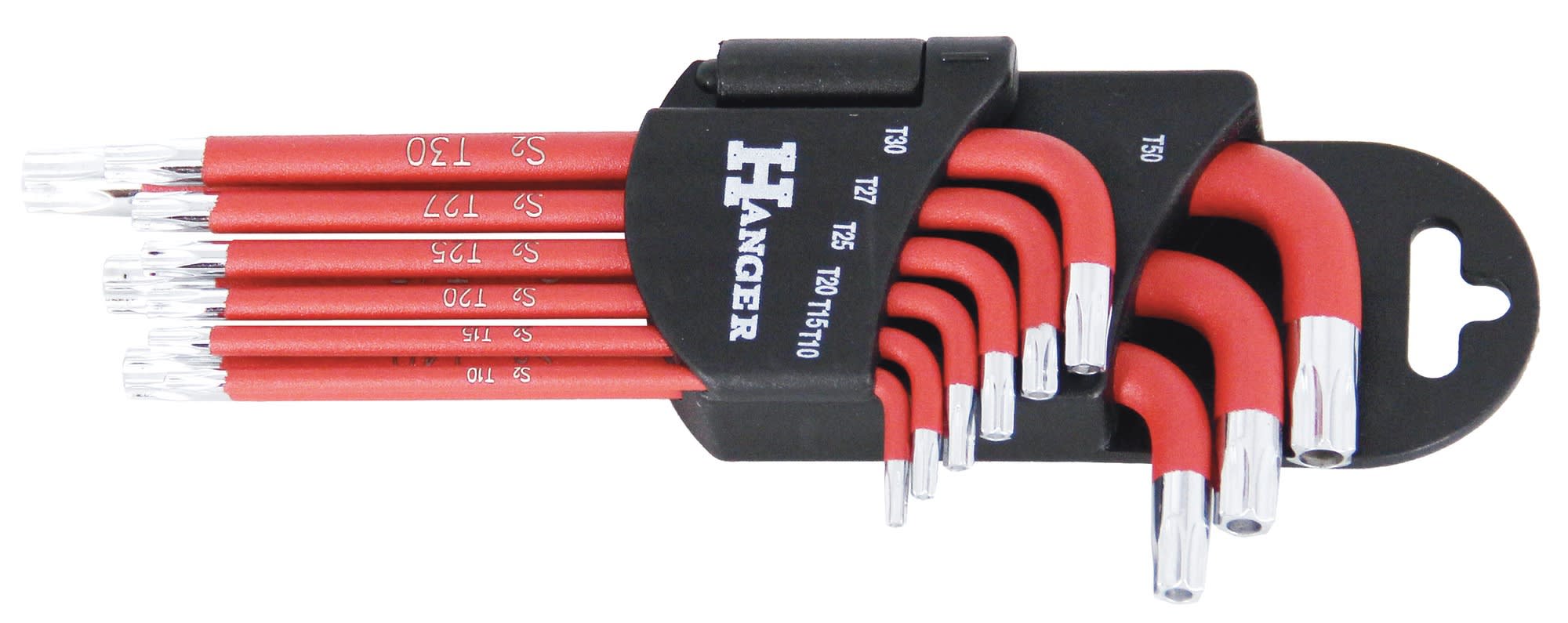 Jeu de 9 clés mâles Hanger étoile percée magnétique