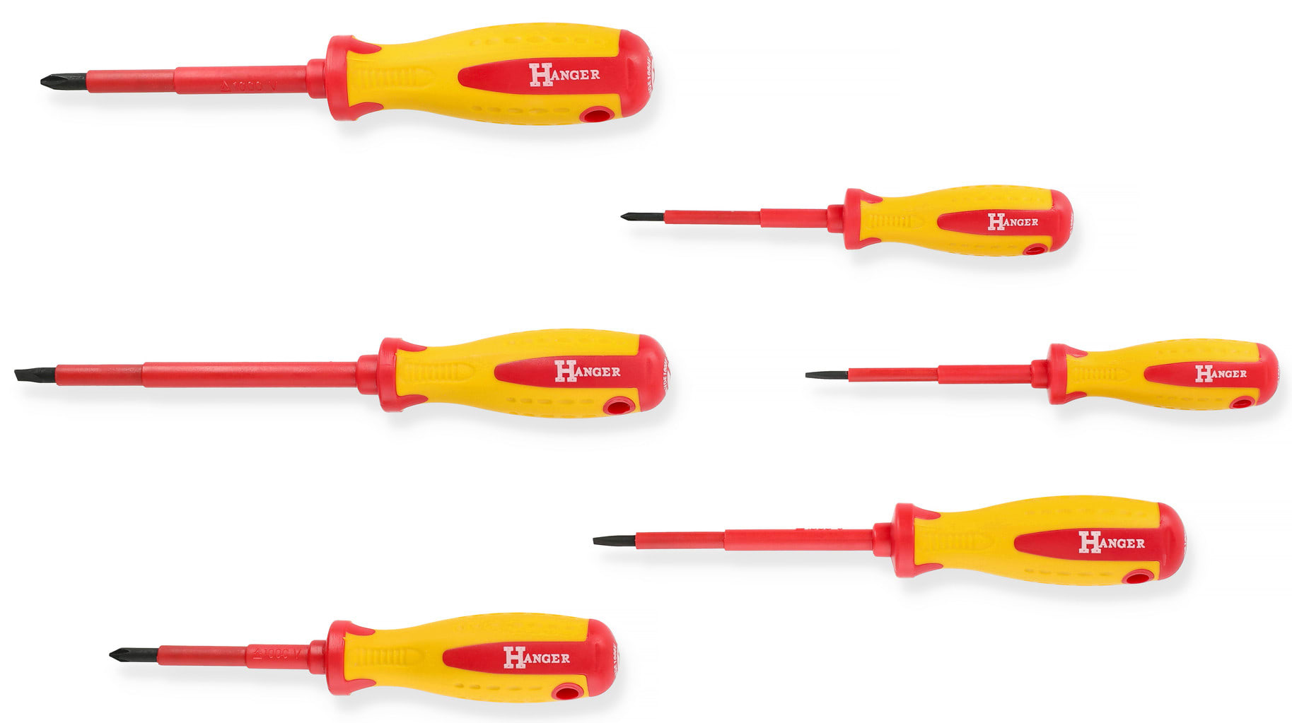 Jeu de 6 tournevis isolés plats et cruciformes HANGER 132090