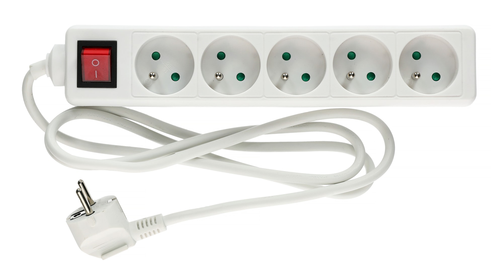 Bloc multiprise 5 prises 2P+T avec interrupteur HANGER 200004