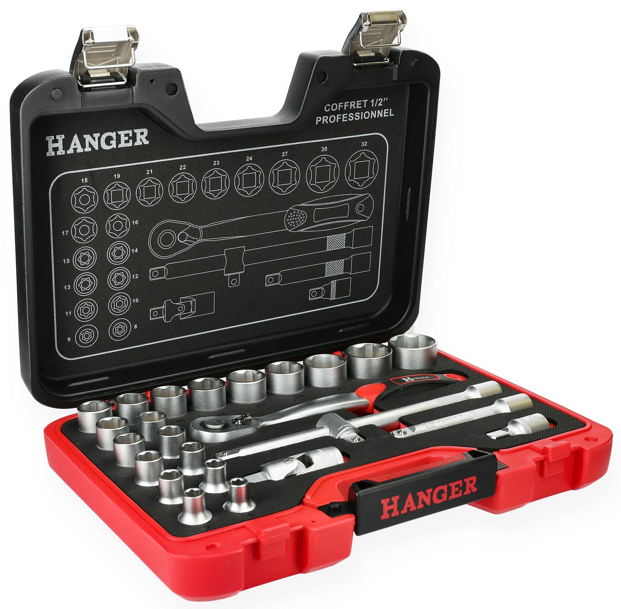 Coffret de douilles 1/2'' Hanger 25 pièces