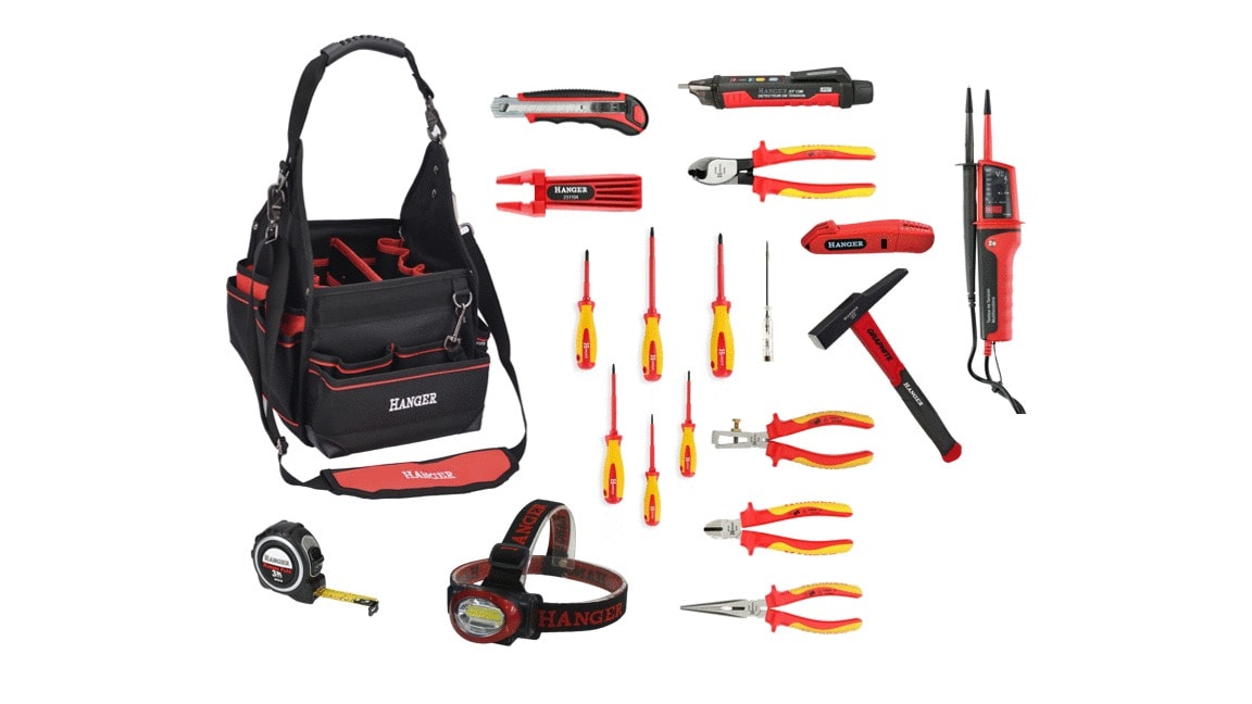 Composition électricien sac + 14 outils