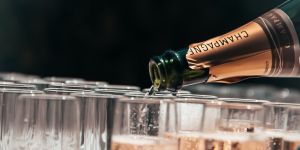 Champagne pouring into glasses