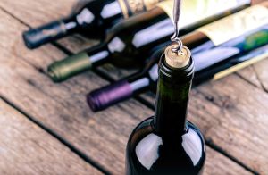 Red Wine Bottles with Corkscrew