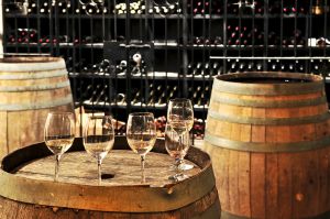 Wine Tasting in a Barrel Room