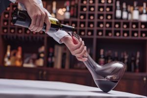 Decanting Red Wine in the Cellar