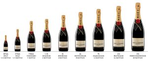 Different size bottles of Moet & Chandon