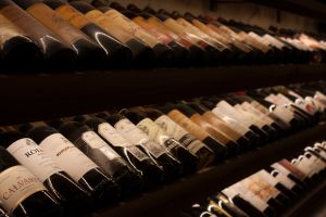 Wine on Shelves in a Store