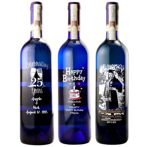 Etched Moscato Wine Bottles