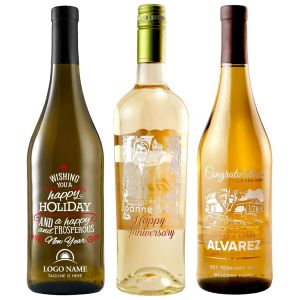 Etched White Wine Bottles