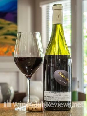 Domaine des Braves Régnié 2020 Back of bottle with glass of wine