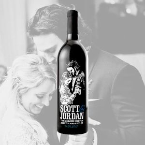 Custom Etched Red Wine Bottle with Photo