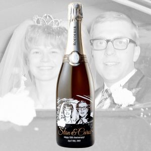 Custom Etched Sparkling Wine Bottle with Photo