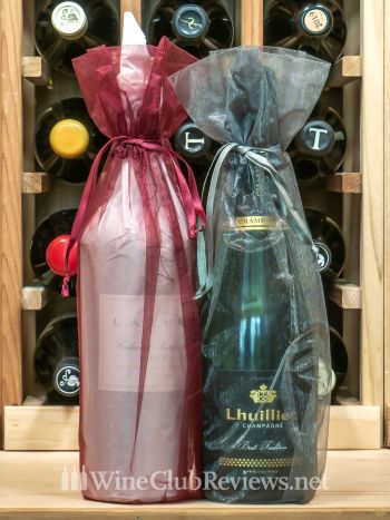 Gift-wrapped wine bottles