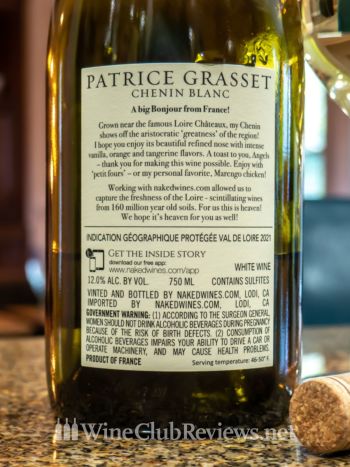 Patrice Grasset Chenin BlancBack Label