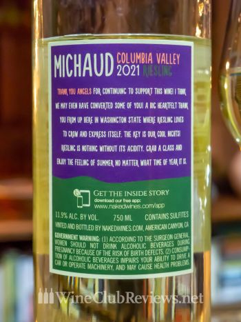 Michaud RieslingBack Label