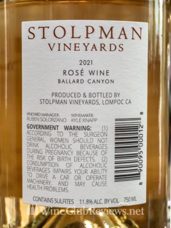 Estate RoséBack Label