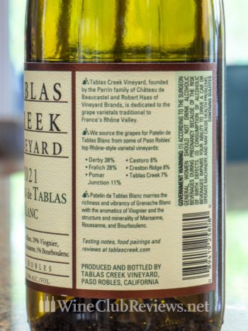 Patelin de Tablas BlancBack Label