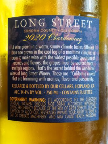 Chardonnay, Sonoma CountyBack Label