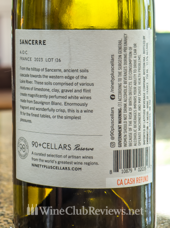 Sancerre Lot 126Back Label