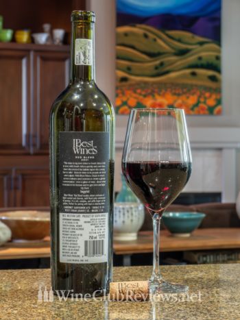 Red Blend: front of bottle with wine in glass