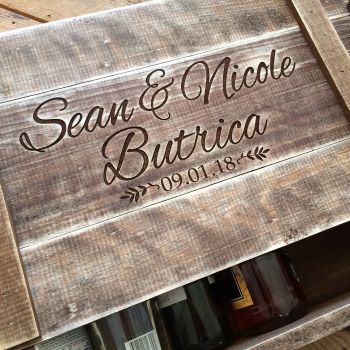 Handcrafted Personalized Wood Wine Crate for Six Bottles