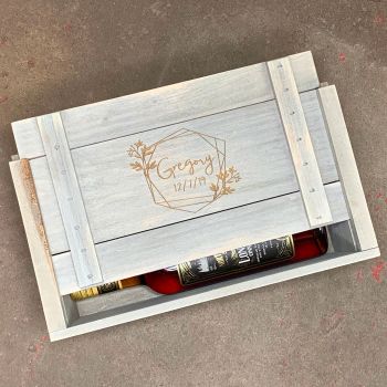 Handcrafted Personalized Wood Wine Crate for Two Bottles