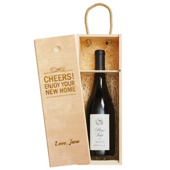 Personalized Wood Gift Crate for Wine — with Handle