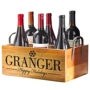 Personalized Wine Storage Box — Rustic with Handles