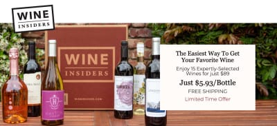 15 Bottles for $89.99 and free shipping from Wine Insiders