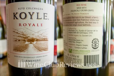 Front and Back Labels of Koyle Royale Carmenere