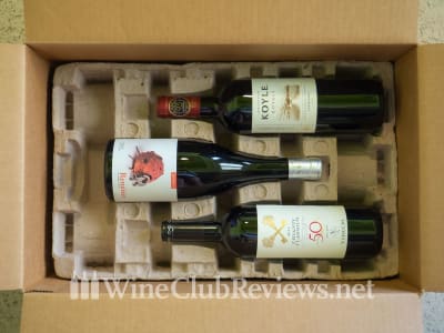 Red wines in box from Organic Wine Exchange