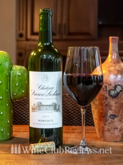 2015 Château Prieuré-Lichine Margaux Grand Cru Classé Wine Bottle & Glass