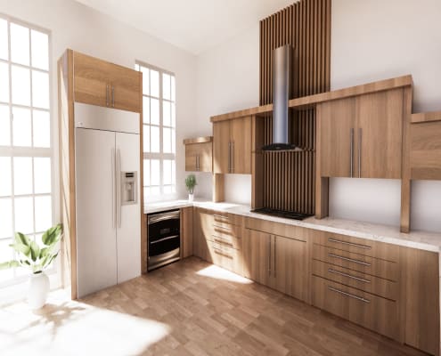 kitchen with wood as the main design element