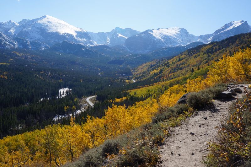 Aspen changing viewed from Bierstadt Lake Trail