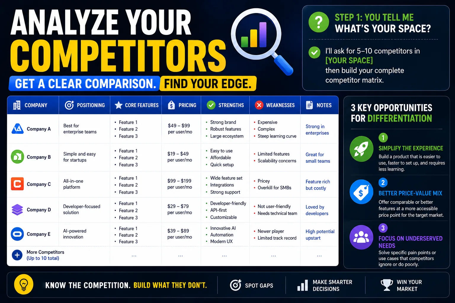 Competitor Analysis Matrix — ChatGPT prompt | pineprompts.com