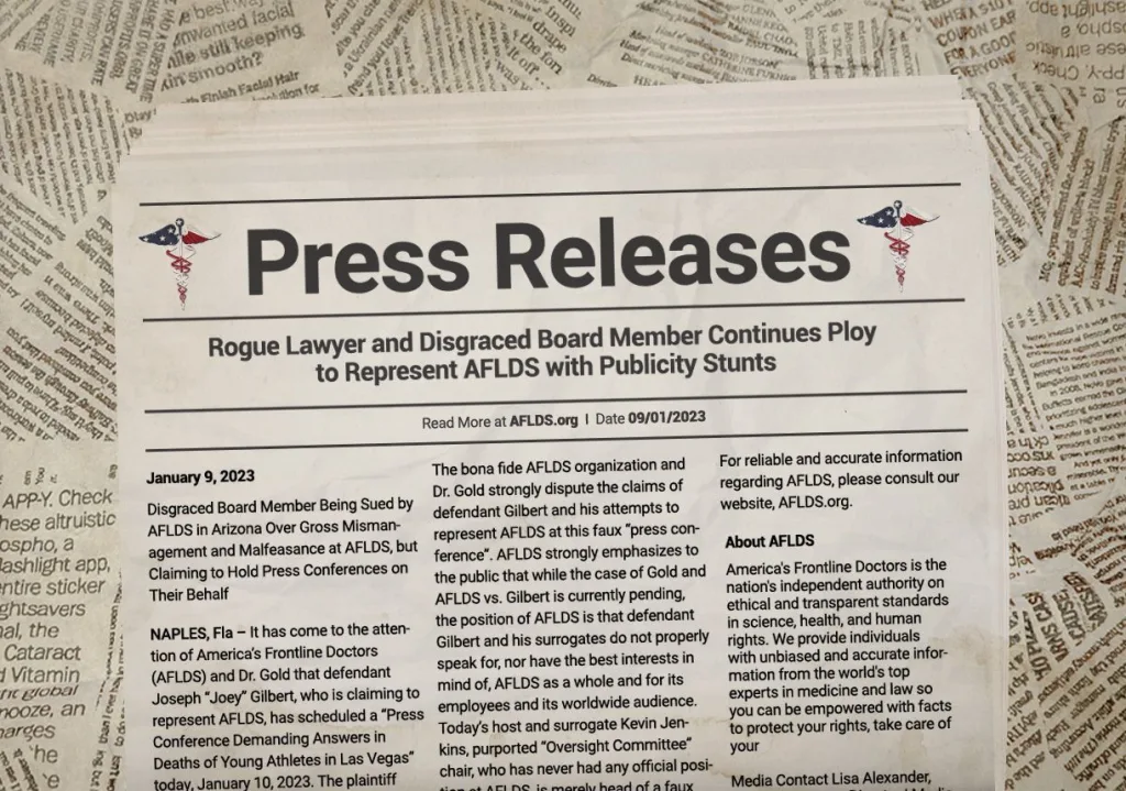 Rogue Lawyer and Disgraced Board Member Continues Ploy to Represent AFLDS with Publicity Stunts
