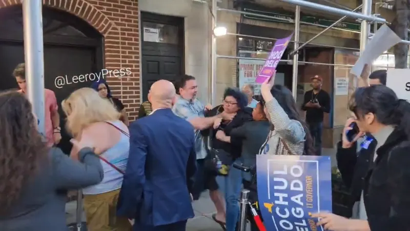 Hispanic woman assaulted, choked by male Hochul supporter at protest