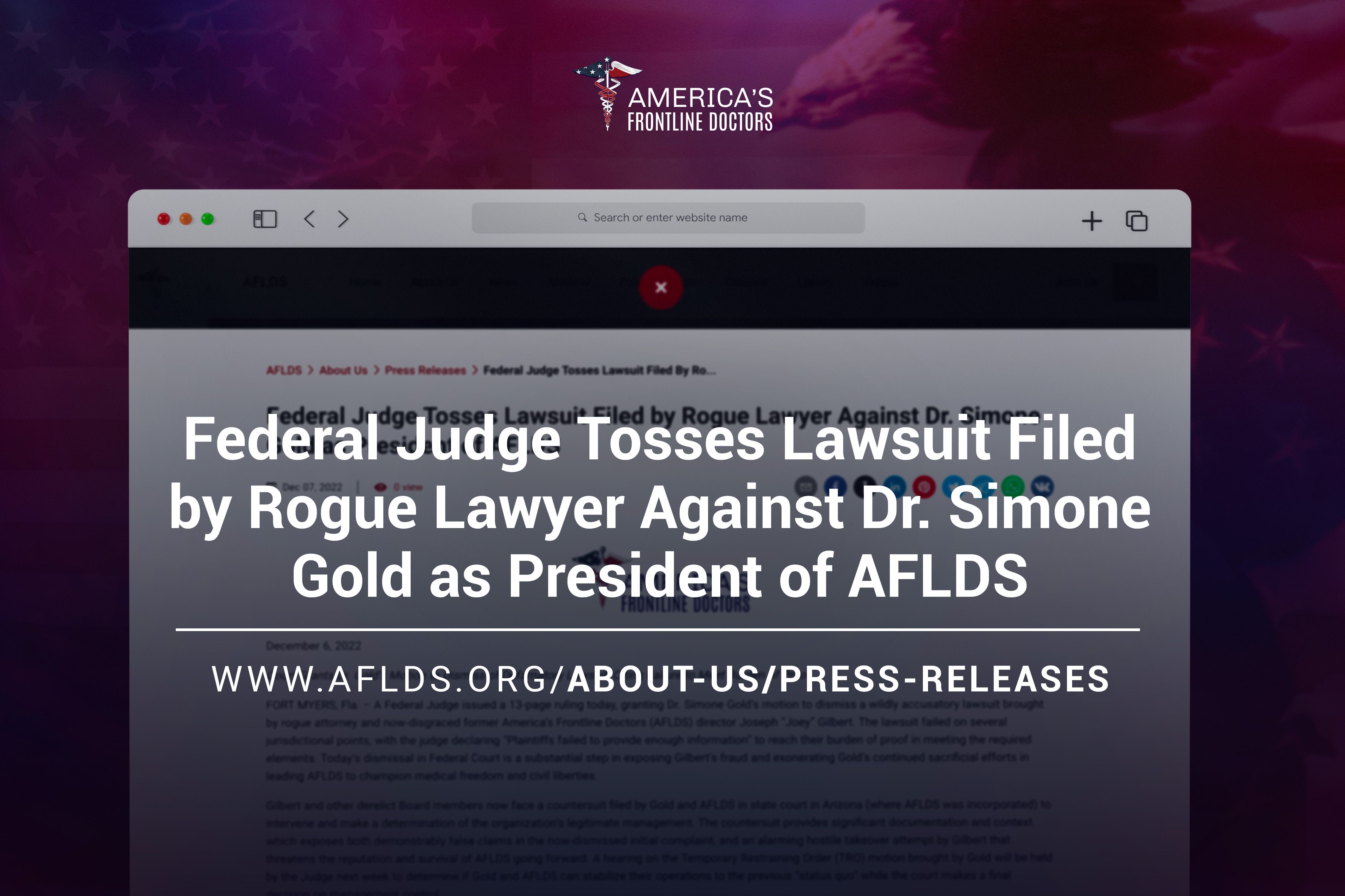 Federal Judge Tosses Lawsuit Filed By Rogue Lawyer Against Dr Simone Gold As President Of Aflds 4448